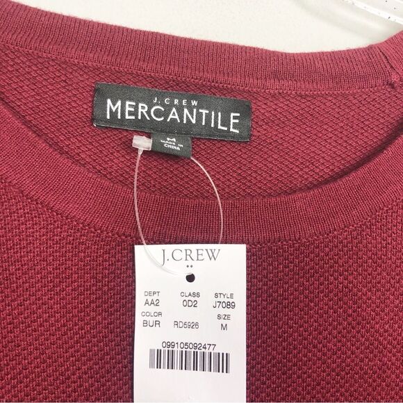 J.CREW | NEW Mercantile Maroon Light Waffle Texture Sweater/Top Men’s Size M - Picture 6 of 8